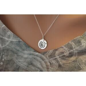 Sterling Silver Dandelion Charm Necklace, Make a Wish Charm Necklace